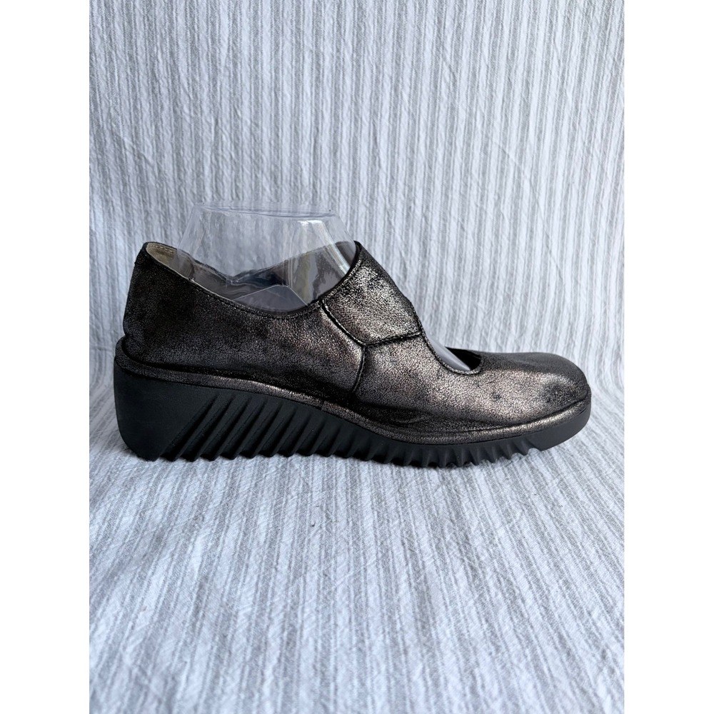 Fly London Womens Bronze Metallic Leather Mary Jane Wedge Shoes Size 39 Portugal - Picture 10 of 12